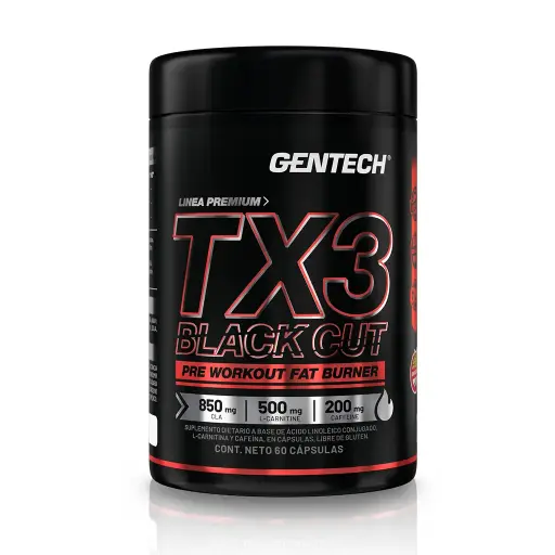 TX3 Black cuts - pre workout fat burner X 60 Caps GENTECH